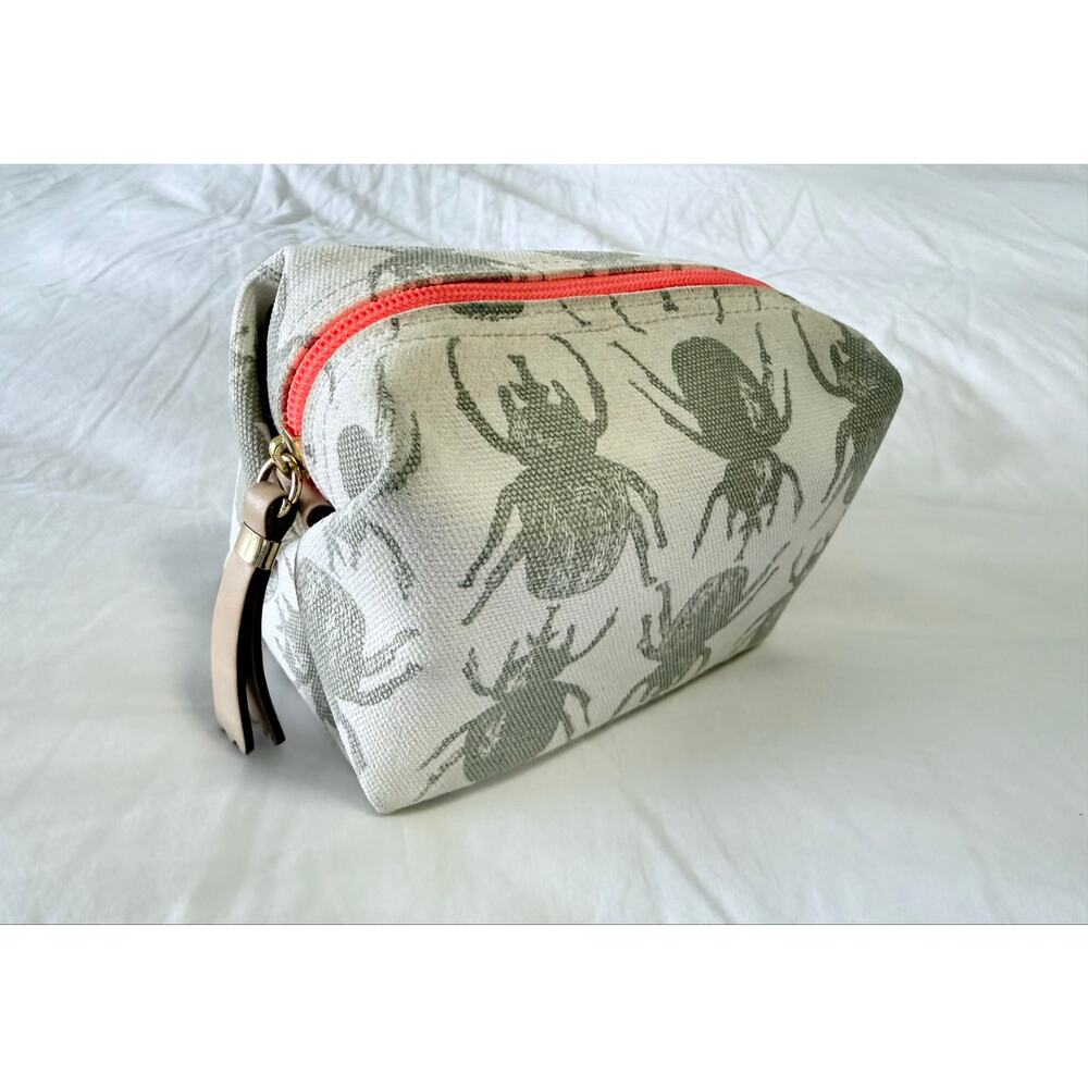 India Hicks | Stone Gray Lucky Beetle Cosmetics Bag Pouch